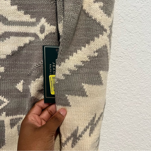 NWT LRL Lauren Ralph Lauren Southwestern Cowl Neck Sweater Cream Size Small - Picture 3 of 5